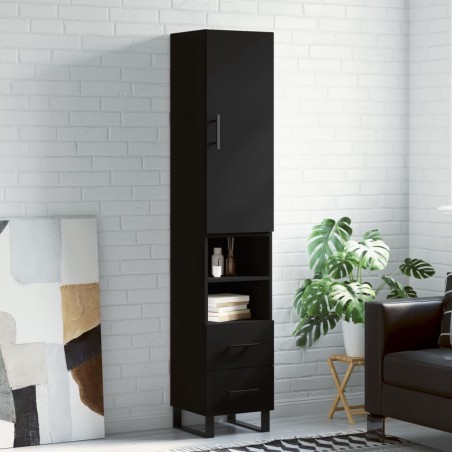 vidaXL Highboard Schwarz 34,5x34x180 cm Holzwerkstoff