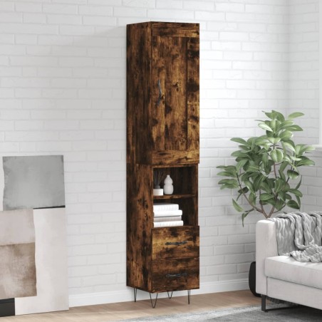 vidaXL Highboard Räuchereiche 34,5x34x180 cm Holzwerkstoff