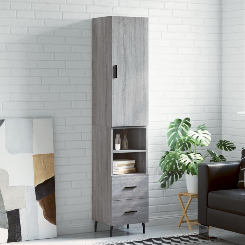 vidaXL Highboard Grau Sonoma 34,5x34x180 cm Holzwerkstoff vidaXL Highboard Grau Sonoma 34,5x34x180 cm Holzwerkstoff