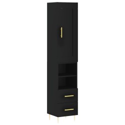 vidaXL Highboard Schwarz 34,5x34x180 cm Holzwerkstoff