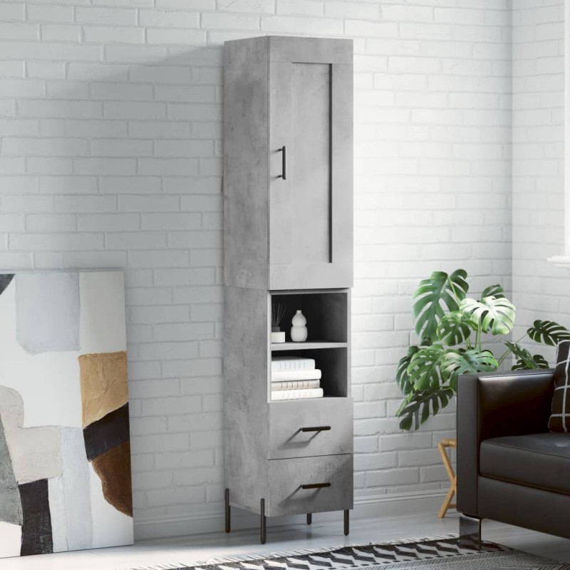 vidaXL Highboard Betongrau 34,5x34x180 cm Holzwerkstoff vidaXL Highboard Betongrau 34,5x34x180 cm Holzwerkstoff