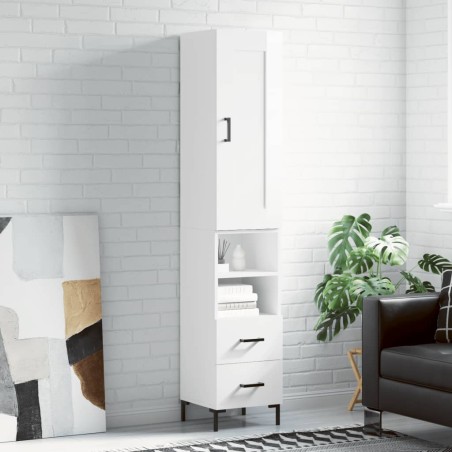 vidaXL Highboard Hochglanz-Weiß 34,5x34x180 cm Holzwerkstoff