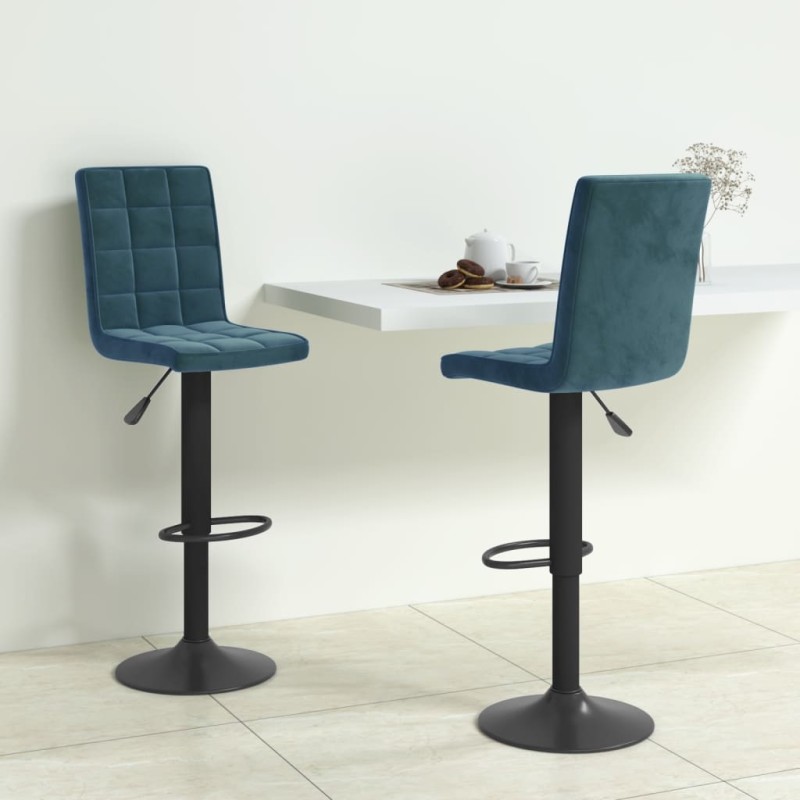 Barhocker 2 Stk. Blau Samt Barhocker 2 Stk. Blau Samt