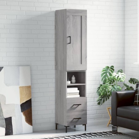 vidaXL Highboard Grau Sonoma 34,5x34x180 cm Holzwerkstoff