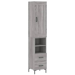 vidaXL Highboard Grau Sonoma 34,5x34x180 cm Holzwerkstoff