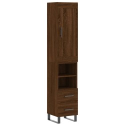 vidaXL Highboard Braun Eichen-Optik 34,5x34x180 cm Holzwerkstoff