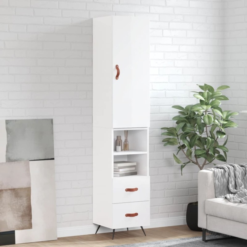vidaXL Highboard Hochglanz-Weiß 34,5x34x180 cm Holzwerkstoff vidaXL Highboard Hochglanz-Weiß 34,5x34x180 cm Holzwerkstoff