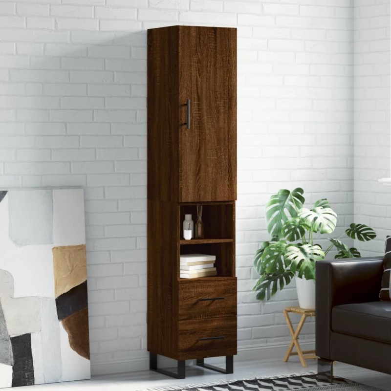 vidaXL Highboard Braun Eichen-Optik 34,5x34x180 cm Holzwerkstoff vidaXL Highboard Braun Eichen-Optik 34,5x34x180 cm Holzwerkstoff