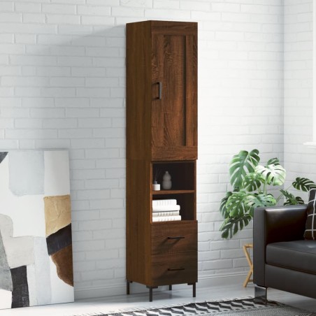 vidaXL Highboard Braun Eichen-Optik 34,5x34x180 cm Holzwerkstoff