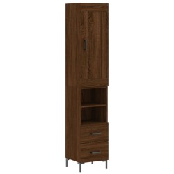 vidaXL Highboard Braun Eichen-Optik 34,5x34x180 cm Holzwerkstoff