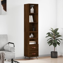 vidaXL Highboard Braun Eichen-Optik 34,5x34x180 cm Holzwerkstoff