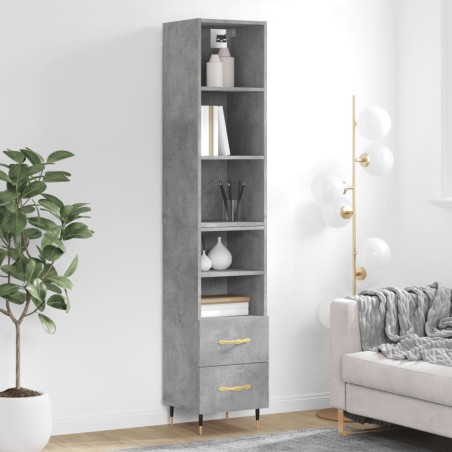 vidaXL Highboard Betongrau 34,5x34x180 cm Holzwerkstoff