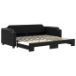 vidaXL Tagesbett Ausziehbar Schwarz 90x190 cm Stoff vidaXL Tagesbett Ausziehbar Schwarz 90x190 cm Stoff