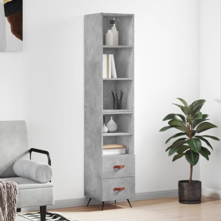 vidaXL Highboard Betongrau 34,5x34x180 cm Holzwerkstoff