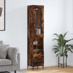 vidaXL Highboard Räuchereiche 34,5x34x180 cm Holzwerkstoff