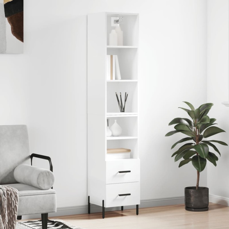 vidaXL Highboard Hochglanz-Weiß 34,5x34x180 cm Holzwerkstoff vidaXL Highboard Hochglanz-Weiß 34,5x34x180 cm Holzwerkstoff