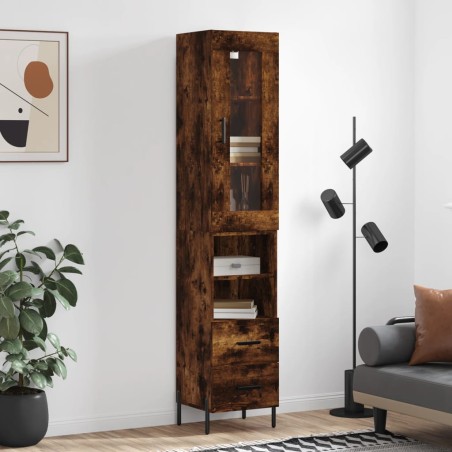 vidaXL Highboard Räuchereiche 34,5x34x180 cm Holzwerkstoff