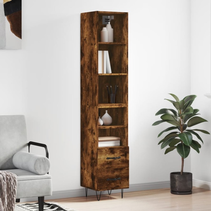 vidaXL Highboard Räuchereiche 34,5x34x180 cm Holzwerkstoff vidaXL Highboard Räuchereiche 34,5x34x180 cm Holzwerkstoff
