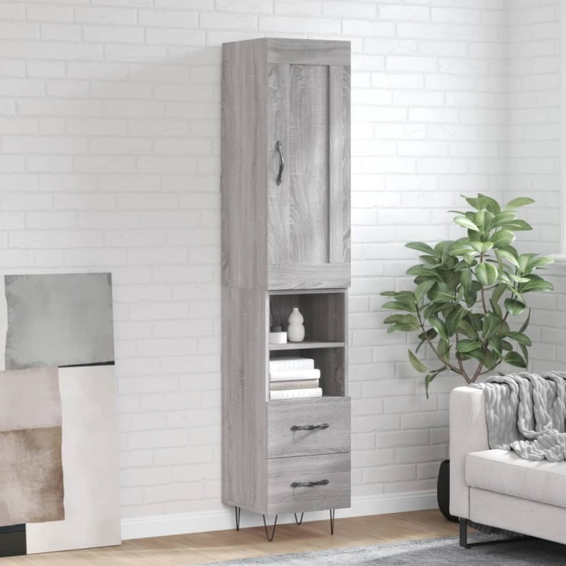 vidaXL Highboard Grau Sonoma 34,5x34x180 cm Holzwerkstoff vidaXL Highboard Grau Sonoma 34,5x34x180 cm Holzwerkstoff
