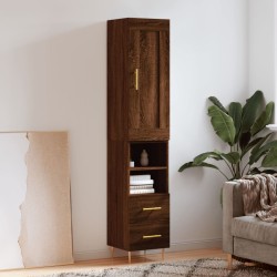 vidaXL Highboard Braun Eichen-Optik 34,5x34x180 cm Holzwerkstoff