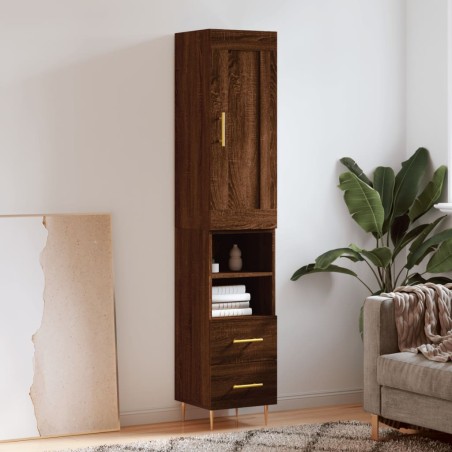 vidaXL Highboard Braun Eichen-Optik 34,5x34x180 cm Holzwerkstoff