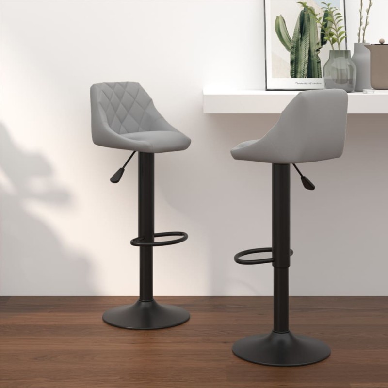 Barhocker 2 Stk. Hellgrau Samt Barhocker 2 Stk. Hellgrau Samt