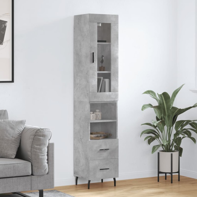 vidaXL Highboard Betongrau 34,5x34x180 cm Holzwerkstoff vidaXL Highboard Betongrau 34,5x34x180 cm Holzwerkstoff