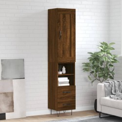 vidaXL Highboard Braun Eichen-Optik 34,5x34x180 cm Holzwerkstoff