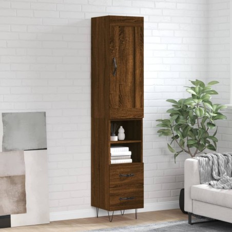 vidaXL Highboard Braun Eichen-Optik 34,5x34x180 cm Holzwerkstoff