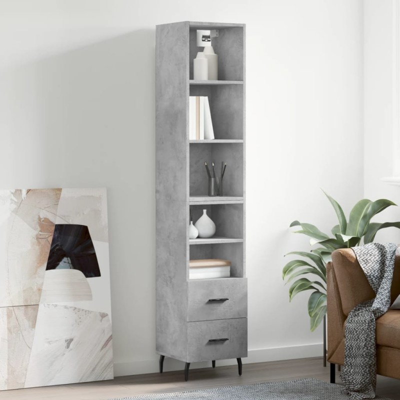 vidaXL Highboard Betongrau 34,5x34x180 cm Holzwerkstoff vidaXL Highboard Betongrau 34,5x34x180 cm Holzwerkstoff