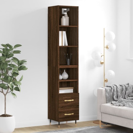 vidaXL Highboard Braun Eichen-Optik 34,5x34x180 cm Holzwerkstoff