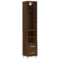 vidaXL Highboard Braun Eichen-Optik 34,5x34x180 cm Holzwerkstoff