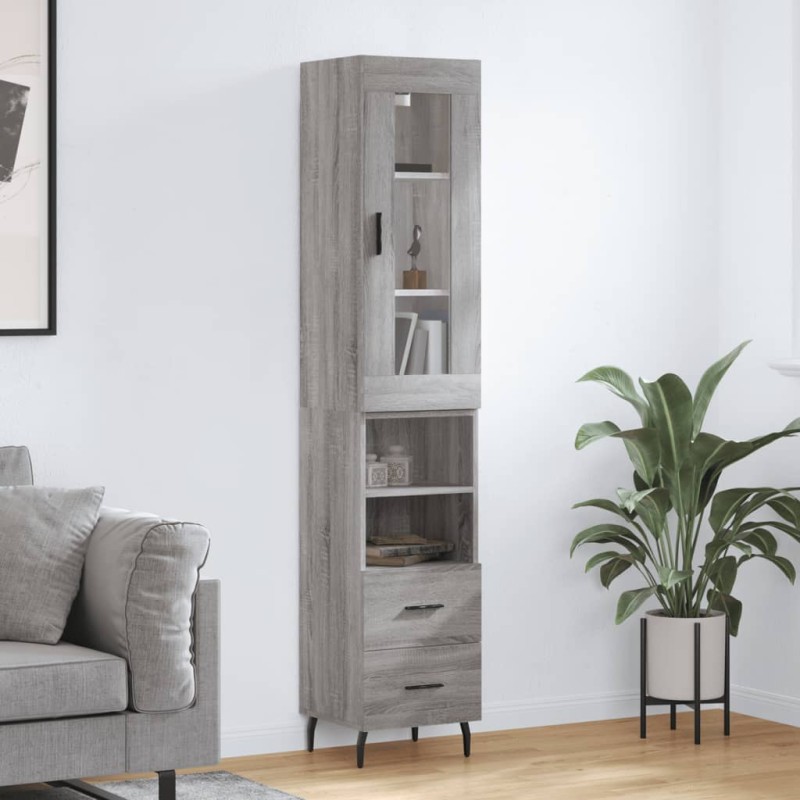 vidaXL Highboard Grau Sonoma 34,5x34x180 cm Holzwerkstoff vidaXL Highboard Grau Sonoma 34,5x34x180 cm Holzwerkstoff