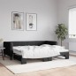 vidaXL Tagesbett Ausziehbar Schwarz 90x190 cm Stoff vidaXL Tagesbett Ausziehbar Schwarz 90x190 cm Stoff