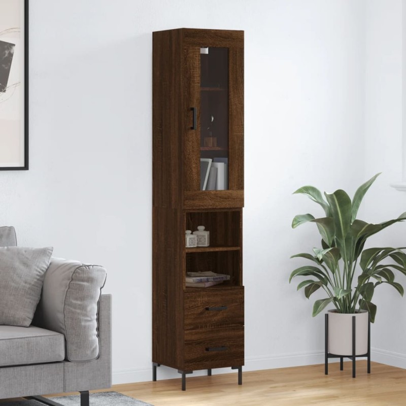 vidaXL Highboard Braun Eichen-Optik 34,5x34x180 cm Holzwerkstoff vidaXL Highboard Braun Eichen-Optik 34,5x34x180 cm Holzwerkstoff