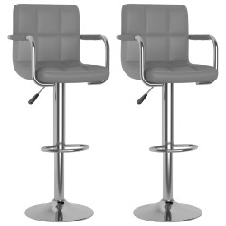 Barhocker 2 Stk. Grau Kunstleder