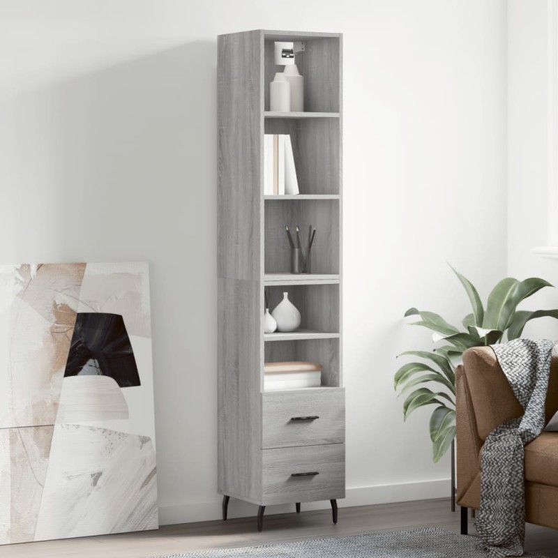 vidaXL Highboard Grau Sonoma 34,5x34x180 cm Holzwerkstoff vidaXL Highboard Grau Sonoma 34,5x34x180 cm Holzwerkstoff