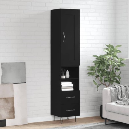 vidaXL Highboard Schwarz 34,5x34x180 cm Holzwerkstoff