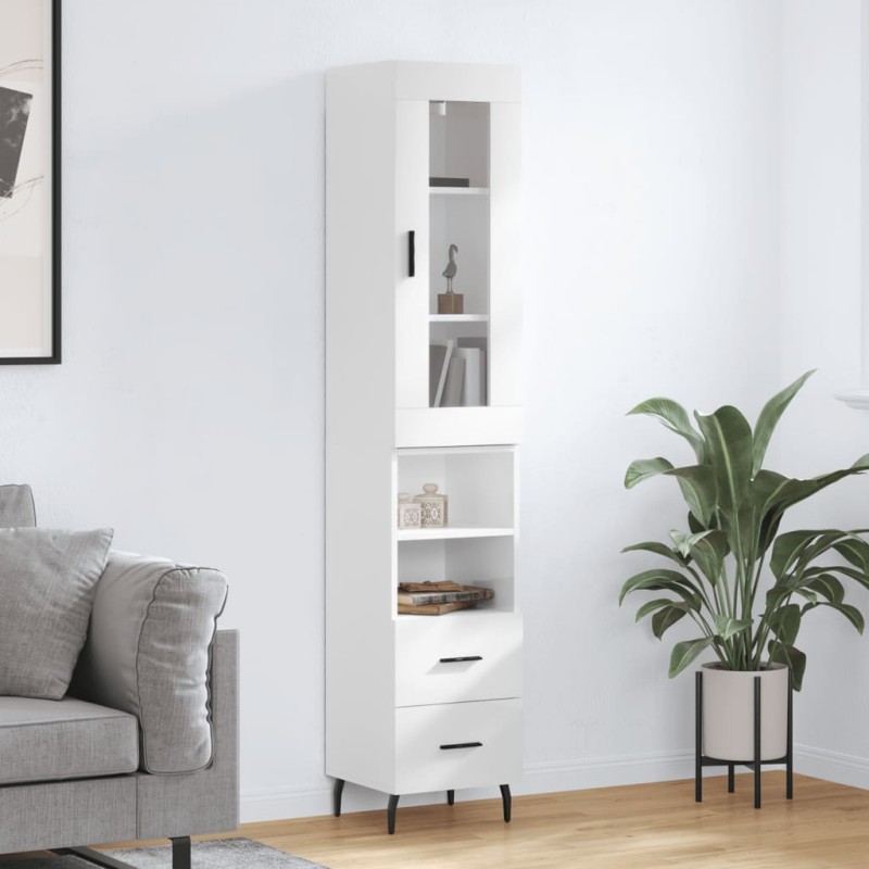 vidaXL Highboard Hochglanz-Weiß 34,5x34x180 cm Holzwerkstoff vidaXL Highboard Hochglanz-Weiß 34,5x34x180 cm Holzwerkstoff