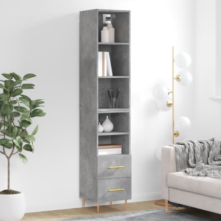 vidaXL Highboard Betongrau 34,5x34x180 cm Holzwerkstoff