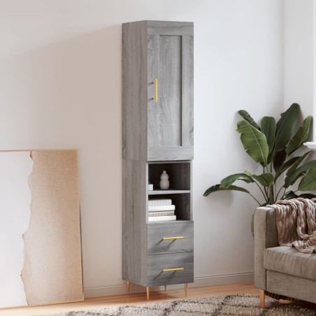 vidaXL Highboard Grau Sonoma 34,5x34x180 cm Holzwerkstoff
