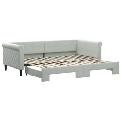 vidaXL Tagesbett Ausziehbar Hellgrau 90x200 cm Samt