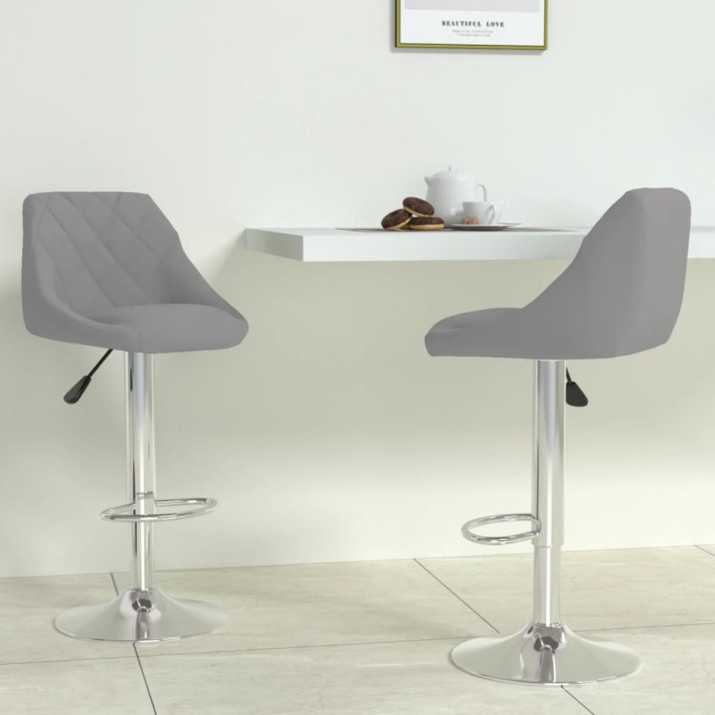 Barhocker 2 Stk. Hellgrau Samt Barhocker 2 Stk. Hellgrau Samt