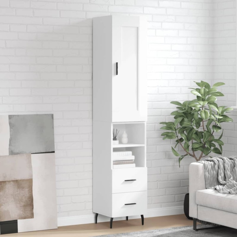 vidaXL Highboard Hochglanz-Weiß 34,5x34x180 cm Holzwerkstoff vidaXL Highboard Hochglanz-Weiß 34,5x34x180 cm Holzwerkstoff