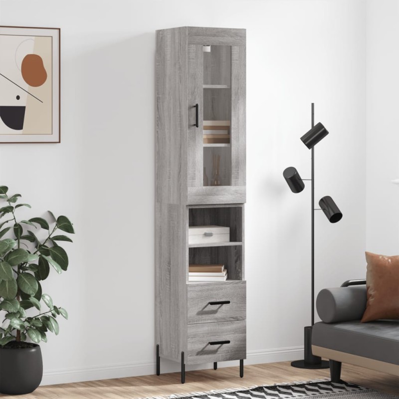 vidaXL Highboard Grau Sonoma 34,5x34x180 cm Holzwerkstoff vidaXL Highboard Grau Sonoma 34,5x34x180 cm Holzwerkstoff