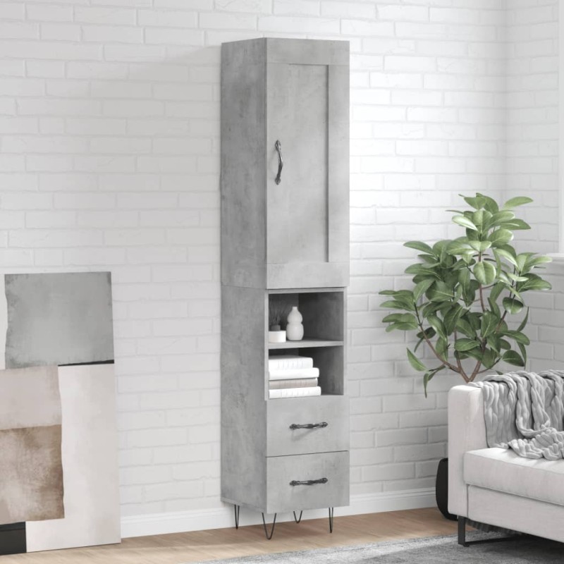 vidaXL Highboard Betongrau 34,5x34x180 cm Holzwerkstoff vidaXL Highboard Betongrau 34,5x34x180 cm Holzwerkstoff
