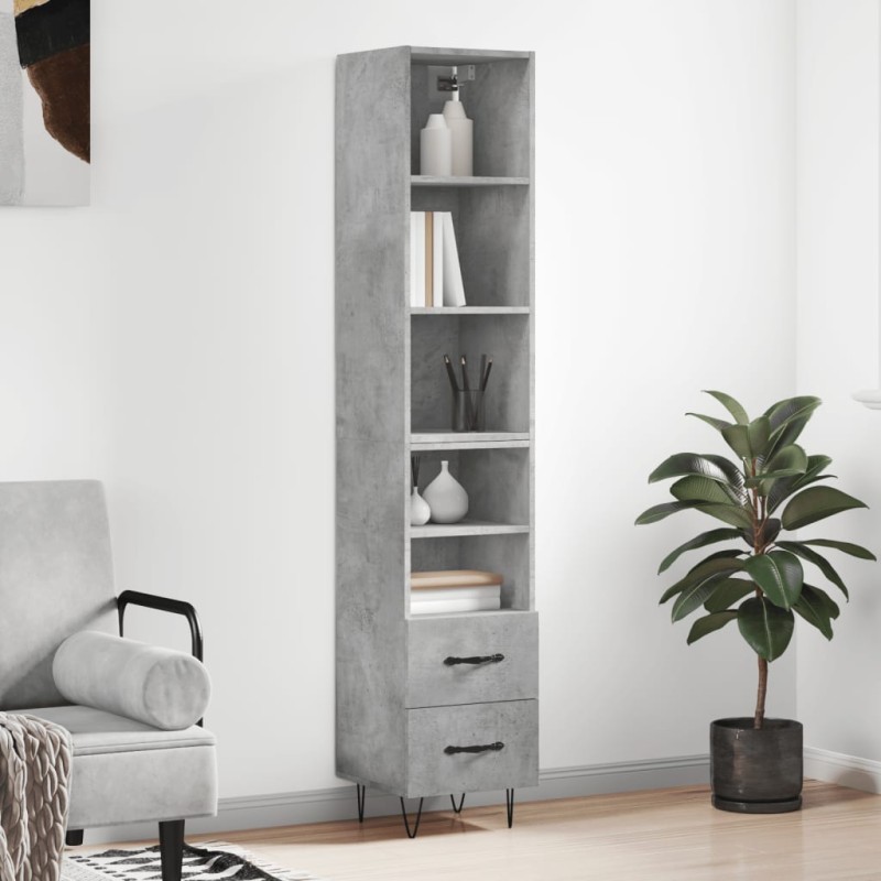 vidaXL Highboard Betongrau 34,5x34x180 cm Holzwerkstoff vidaXL Highboard Betongrau 34,5x34x180 cm Holzwerkstoff
