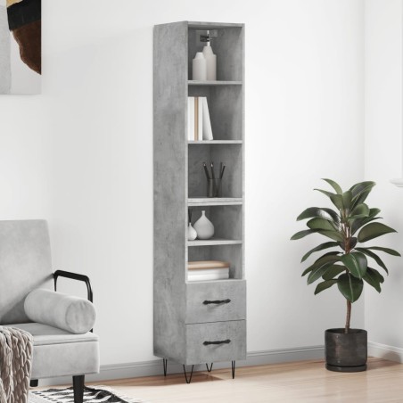 vidaXL Highboard Betongrau 34,5x34x180 cm Holzwerkstoff