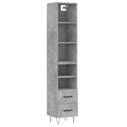 vidaXL Highboard Betongrau 34,5x34x180 cm Holzwerkstoff