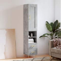 vidaXL Highboard Betongrau 34,5x34x180 cm Holzwerkstoff